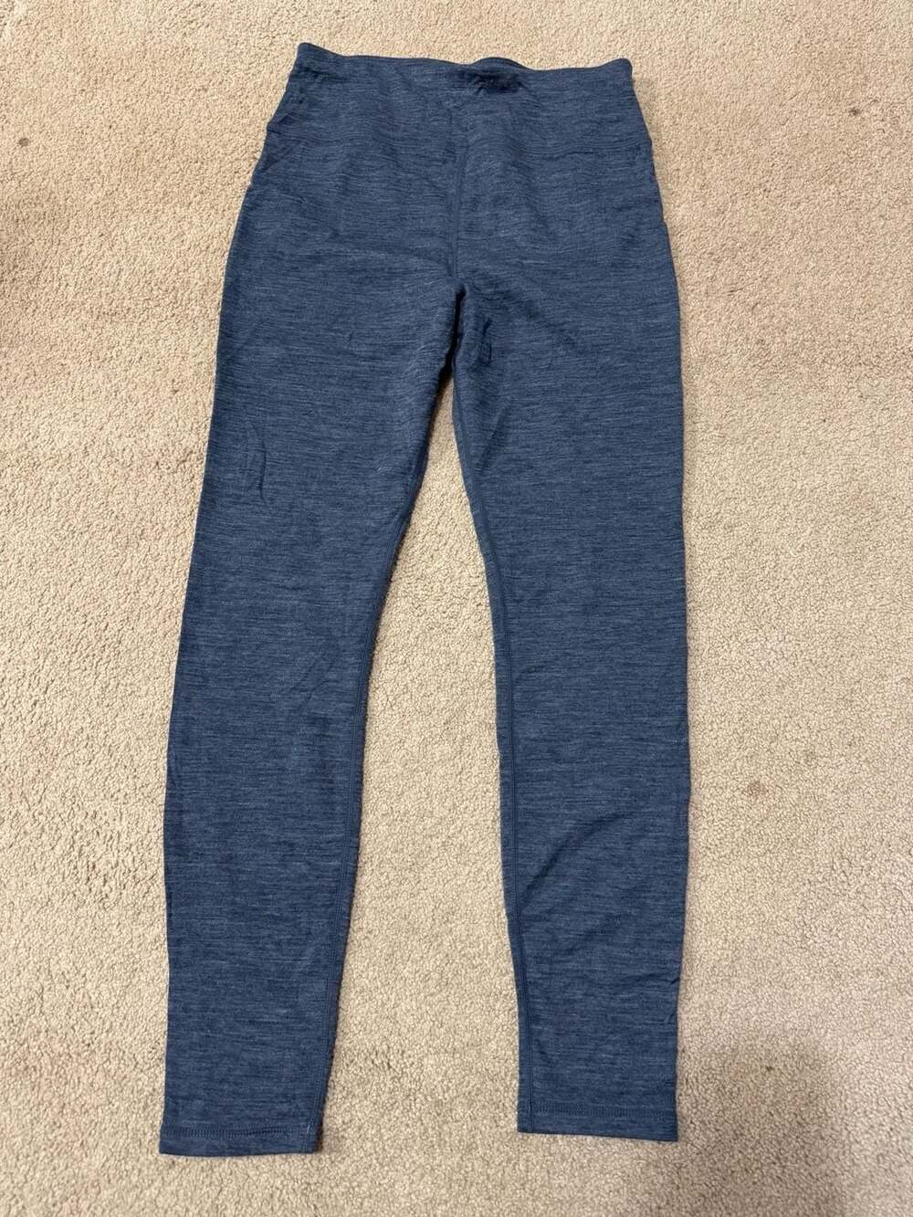 Wicked Wool Blue Heather Thermal Base Layer Leggings
